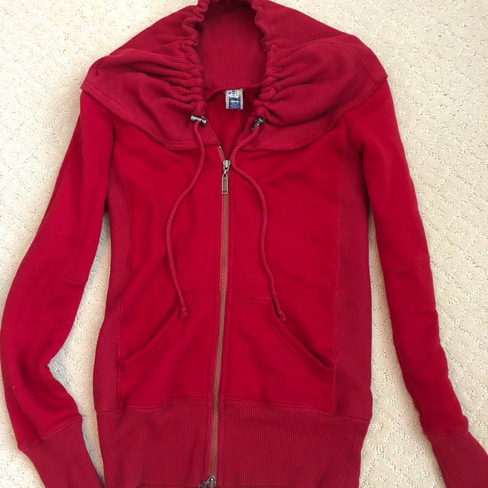 Red Free People Zip Up
